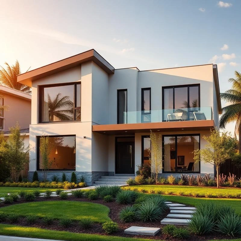 Modern house with landscaped garden